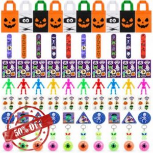 Morgan's Direct Halloween Party Bags for Kids – 80 Piece Halloween Party Bag Kit Fillers for 10 Children – 10 Treat Bags + 70 Toys