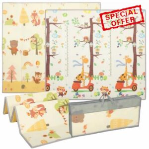 AIYAPLAY Foldable Reversible Baby Play Mat 200 x 180 cm Tree & Forest Theme                                                          Waterproof Foam Playmat