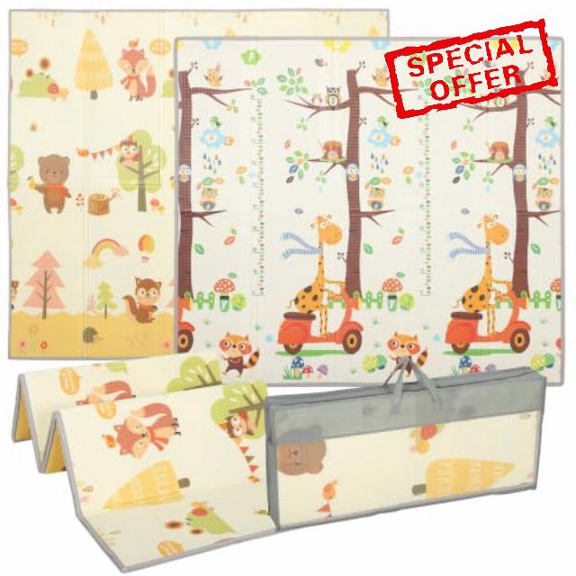 AIYAPLAY Foldable Reversible Baby Play Mat 200 x 180 cm Tree & Forest Theme                                                          Waterproof Foam Playmat