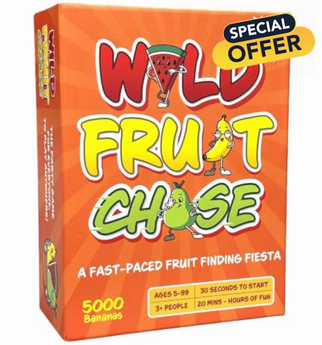 Wild Fruit Chase - A Fast-paced Fruit Finding Fiesta! | Party Game for Families and Adults | 3-20+ People | Ages 5+ | Funny Indoor and Outdoor Game | Perfect for Christmas