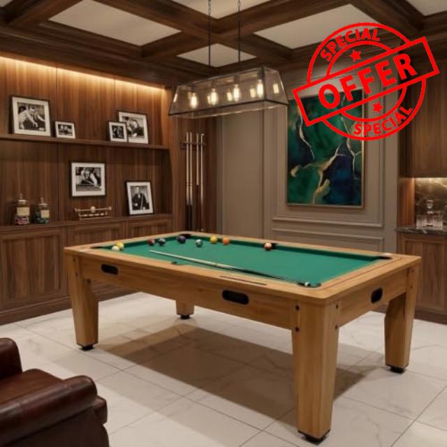 7ft Pool Table Wood Oak Style Dining Table & 3 in 1 Pool Air Hockey Table Tennis Games Table with All Accessories
