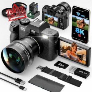G-Anica 8K Digital Cameras for Photography & Vlogging with Dual-Lens WiFi                                                          Vlogging Point and Shoot Camera Kit for Beginners