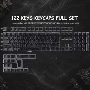 122 Keys Translucent Side Printed Keycaps MDA Profile Custom Keycap for 61/68/84/87/98/100 Cherry Gateron MX Swithes Mechanical Keyboard