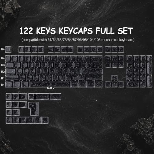 122 Keys Translucent Side Printed Keycaps MDA Profile Custom Keycap for 61/68/84/87/98/100 Cherry Gateron MX Swithes Mechanical Keyboard
