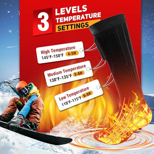 Rechargeable Heated Socks with 6000mAh Battery 3 Heat Settings