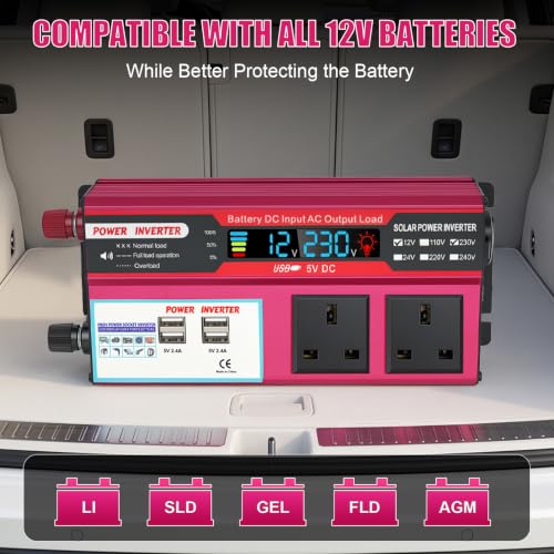 Car Power Inverter DC 12V/24V to AC 240V Car Inverter with LED Display