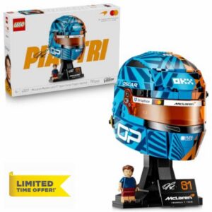 LEGO Editions McLaren Mastercard F1 Team Oscar Piastri Helmet - F1 Merchandise - Display Model Kit w/Collectible Minifigure - Gift for 14+ Year Old Boys & Adult Motorsport Fans - 43017