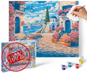 Schipper Paint by Numbers - Flowering Coastal Village - Painting Pictures for Adults