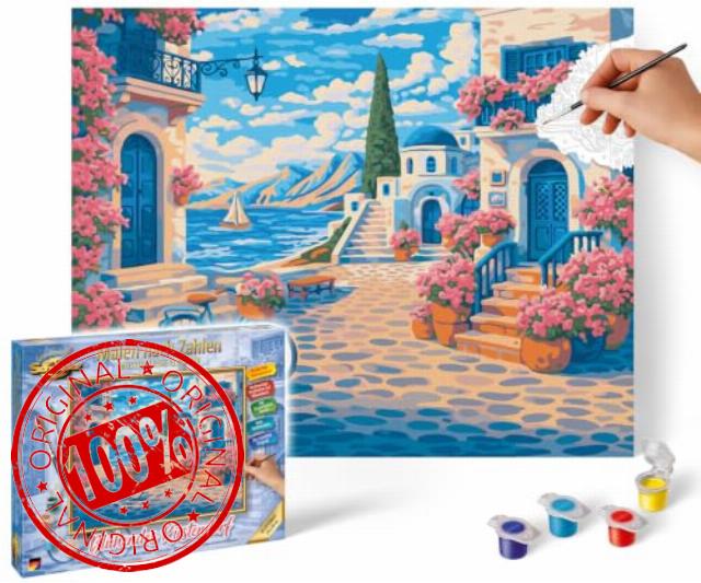 Schipper Paint by Numbers - Flowering Coastal Village - Painting Pictures for Adults