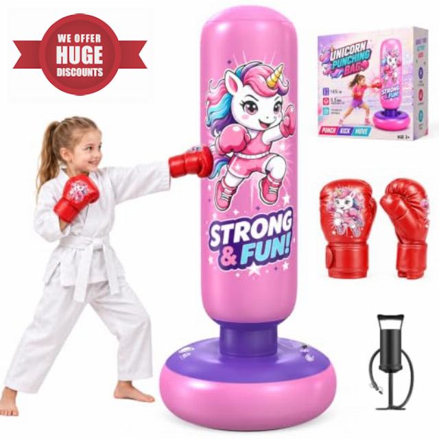 HappyGoLucky Aufblasbarer Boxsack für Kinder mit Boxhandschuhe