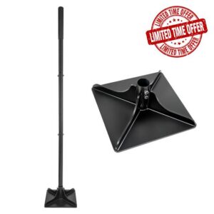 Harbour Housewares 1x 20cm Ground Tamper with 1.22M Handle - Black                                                          Heavy Duty Manual Tarmac Garden Soil Earth Gravel Concrete Sand Compactor Tamping Landscaping Hand Tool