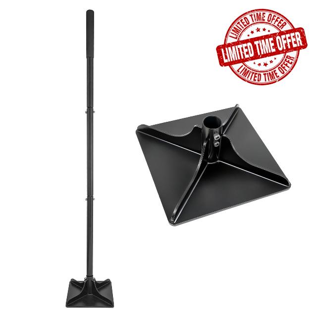 Harbour Housewares 1x 20cm Ground Tamper with 1.22M Handle - Black                                                          Heavy Duty Manual Tarmac Garden Soil Earth Gravel Concrete Sand Compactor Tamping Landscaping Hand Tool