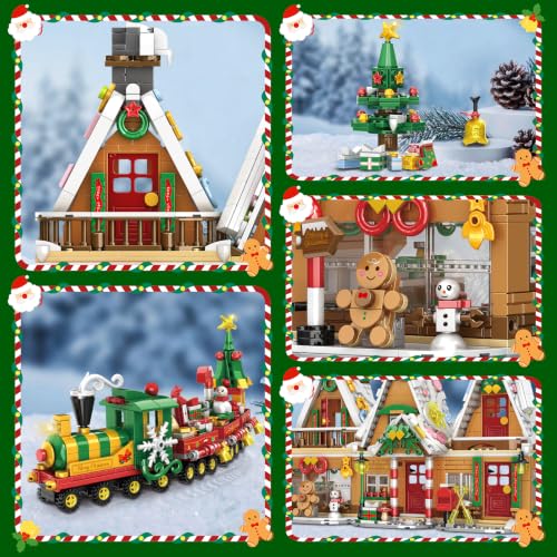 Christmas train and LED string light - a holiday build and display toy gift for kids 6+
