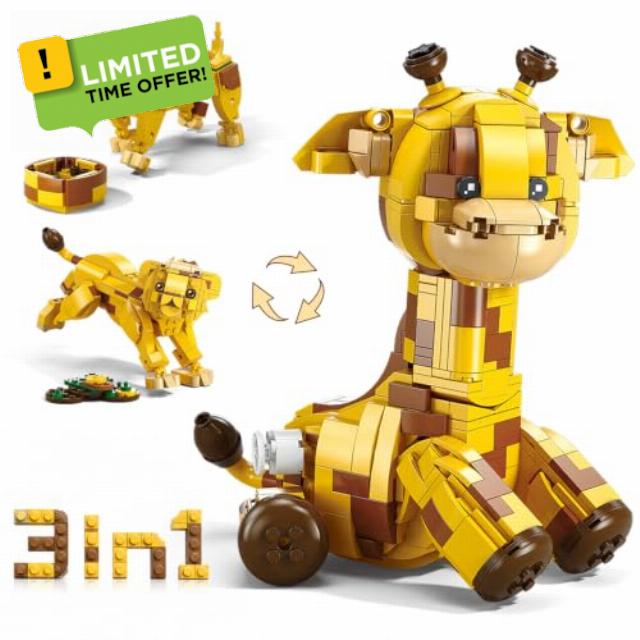 MOONTOY 3 in 1 Animal Building Blocks