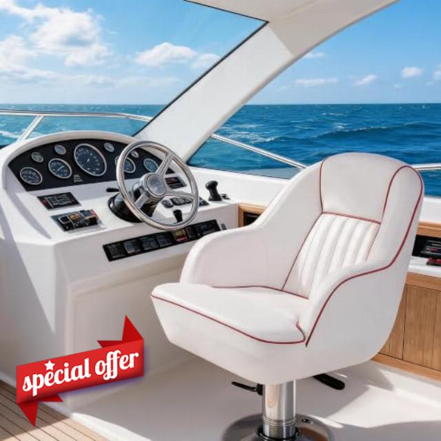 Heavy Duty PVC Captain Chair for Boat Marine Vessel Helm Seat Waterproof                                                          Cushioned Support Durable Non-Slip Marine Grade Skipper Seat for Fishing Yacht Pontoon Boat RV Camping Outdoor Use