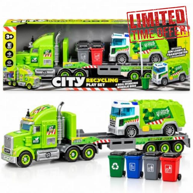 City Recycling Truck Play Set for Kids