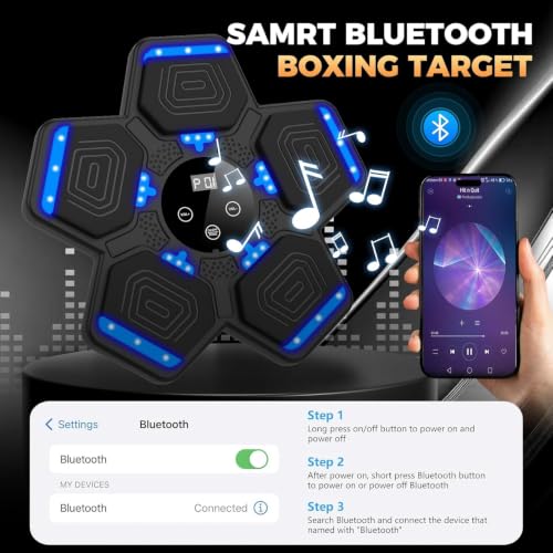 Interactive Rhythm Boxing Trainer with LED Lights and Bluetooth Speaker