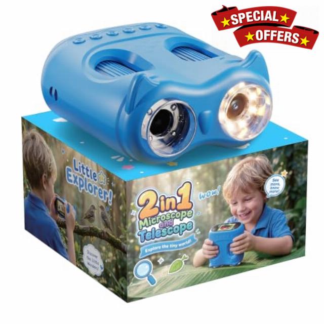 1000X Digital Microscope for Kid Handheld: 2-in-1 Telescope Portable STEM Toy - Birthday Gift for Boy Girl - Science Kits for Age 3-8 8-12 USB Gadge