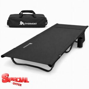 OVERMONT Portable Camping Bed for Adult - Ultralight with Pocket                                                          7075 Aircraft Aluminum with Carry Bag