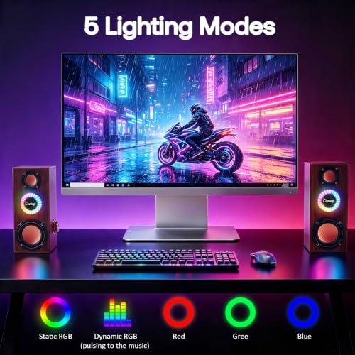 LED Dynamic Music PC Speakers 10W Monitor Speakers Music-Sync Dynamic Lighting