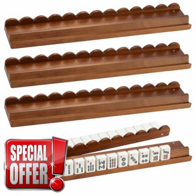 4 Pcs Wooden Scalloped Mahjong Racks