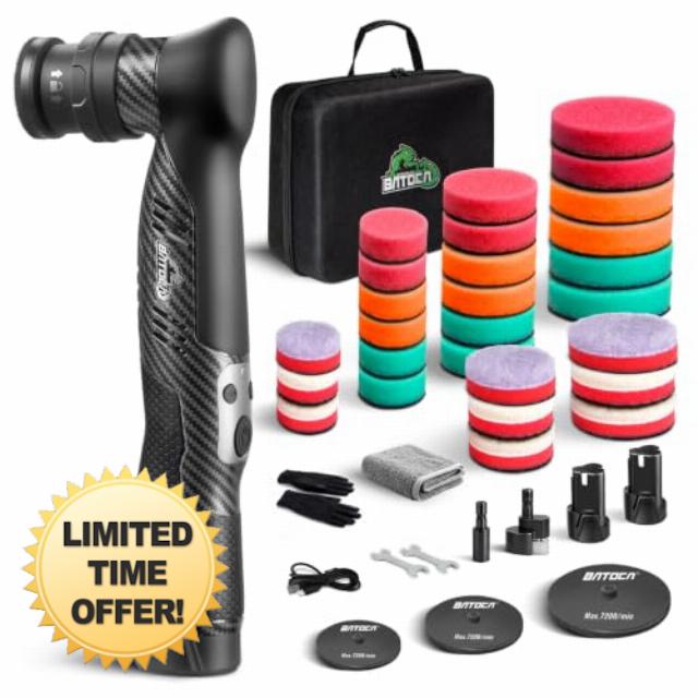 BATOCA S5 Cordless Mini Car Polisher Buffer Sander Machine Dual Action & RO                                                          Small DA Polishing Machine for Car Detailing Polish Buffing with 2 Battery 1/2/3inch Polishing Pads Kit 6 Speeds 2000-5500RPM