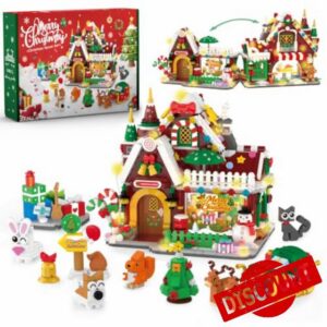 Christmas Gingerbread House Building Set With LED lights 1551 PCS Block                                                          Christmas Village Blocks set with snowman