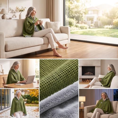 Washable Soft Warm Heated Shawl for Home Office