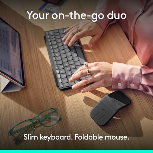 Slim Keyboard with Cover and Foldable Mouse