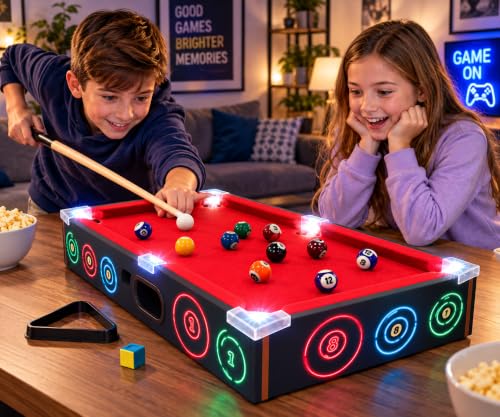 Mini Billiards Table with Light Up Action