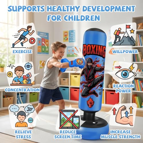 160cm/165cm (63in/65in) Inflatable Boxing Bag with Gloves & Air Pump