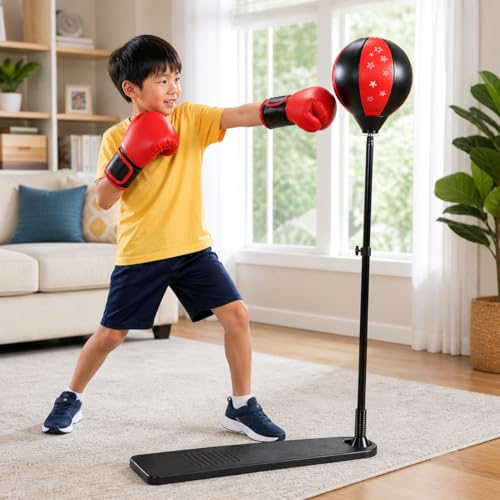 Reflex Speed Punching Bag with Boxing Gloves & Pump