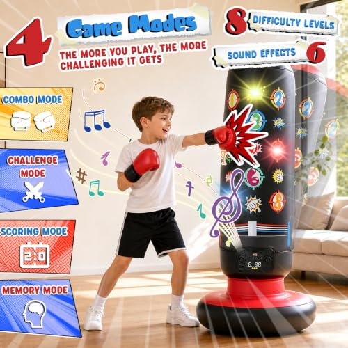 Free Standing Boxing Bag for Kids                                                          4 Game Modes