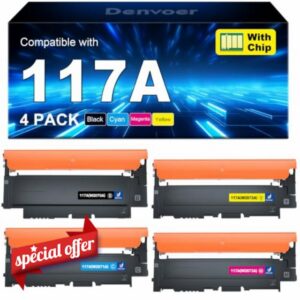 117A Toner Compatible for HP 117A Color Laser MFP 150nw 178nwg 179fnw 4Pack                                                          Compatible for HP Color Laser MFP150nw 150a 179fng 178nwg 178nw W2070A W2071A W2072A W2073A Black Cyan Yellow Magenta