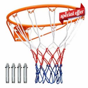 18" Wall Mounted Basketball Rim Hoop with Net & Mounting Hardware                                                          Official Size 45cm Basketball Hoop