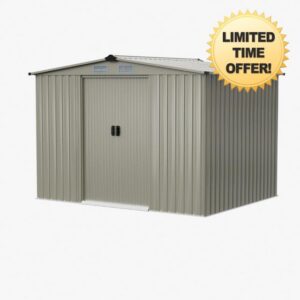 XEMQENER 8 x 6 FT Metal Garden Shed with Foundation Base