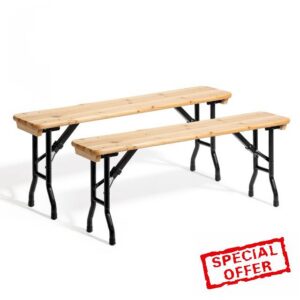 Bonnlo 2 PCS Folding Wooden Benches 113cm Picnic Bench for Camping Upgraded                                                          Set Of 2 Folding Benches
