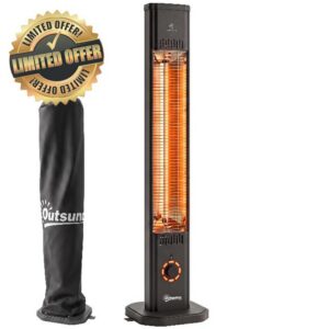 Outsunny 2000 W Electric Infrared Patio Heater with Cover IP65 8H Black                                                          Free Standing/Wall Mounted