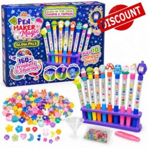 New | Pen Maker Magic Glow Pals Kids DIY Making Kit – Make 10 Unique Pens with 160+ Charms & Trinkets