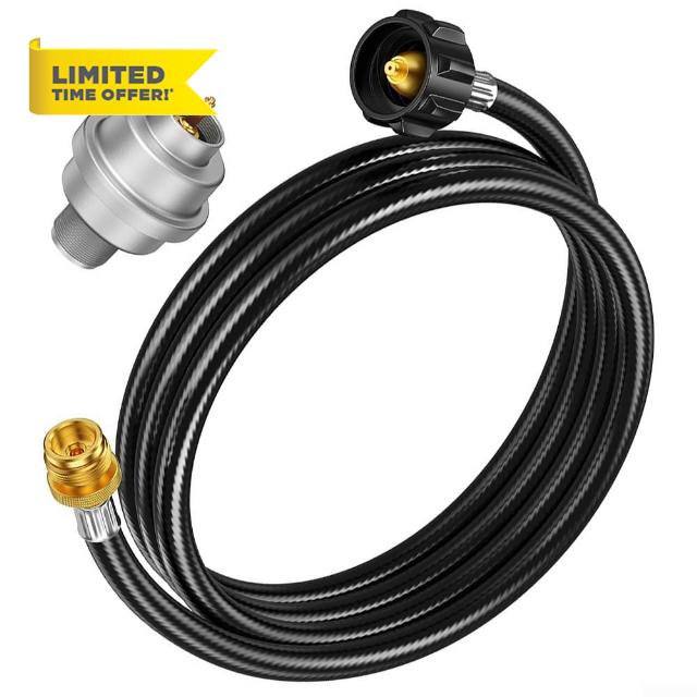 Propane Adapter Hose 6FT with Detachable Filter for Heaters - Rustproof Brass Gas Pipe Fitting for LPG for Caravan Camping BBQ Stove Connector 1lb to 40lb Tanks