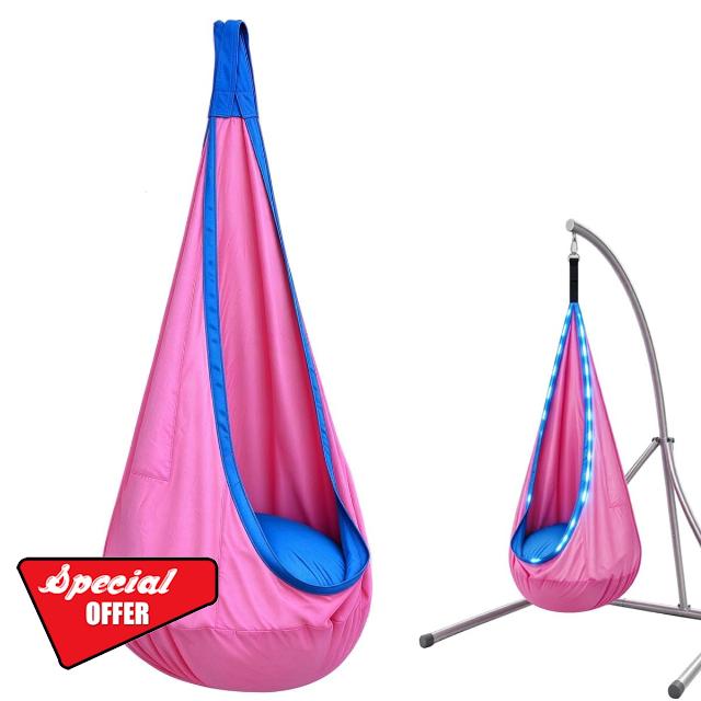 Sensoryswingwith Led Lights & Inflatable Cushionnylon Taffeta Hammock Chair                                                          For Indoor & Outdoor Use