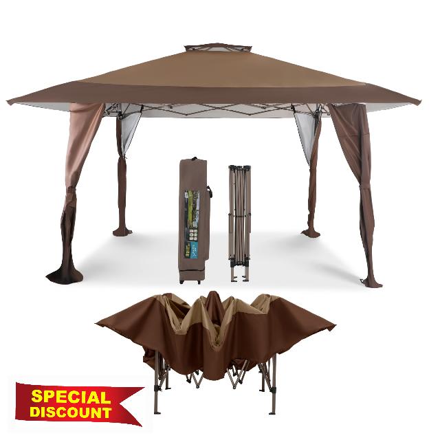 PHI VILLA Pop Up Gazebo 4m x 4m with Vented Roof & 150D Oxford Cloth