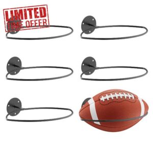 6 Pack Ball Holder Wall Mount Metal                                                          Football Wall Mount Ball Storage Rack for Garage & Bedroom