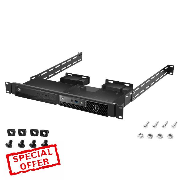 19in 1U Mini PC Rack Mount for 2 Units Dell Micro Lenovo Tiny HP Mini PC                                                          Heavy-Duty Hinged Server Shelf with Hand-Twist Screws