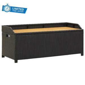 Gecheer Poly Rattan Storage Bench with Spacious Trunk
