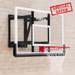 FORZA Wall Mounted Basketball Hoop with Adjustable Height                                                          Regulation Standard