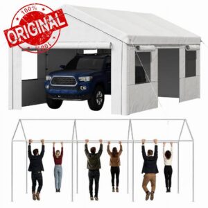 Aoxun 12x20FT Car Port Heavy Duty Car Tent Garage for Vehicles White                                                          12x20FT heavy duty car port