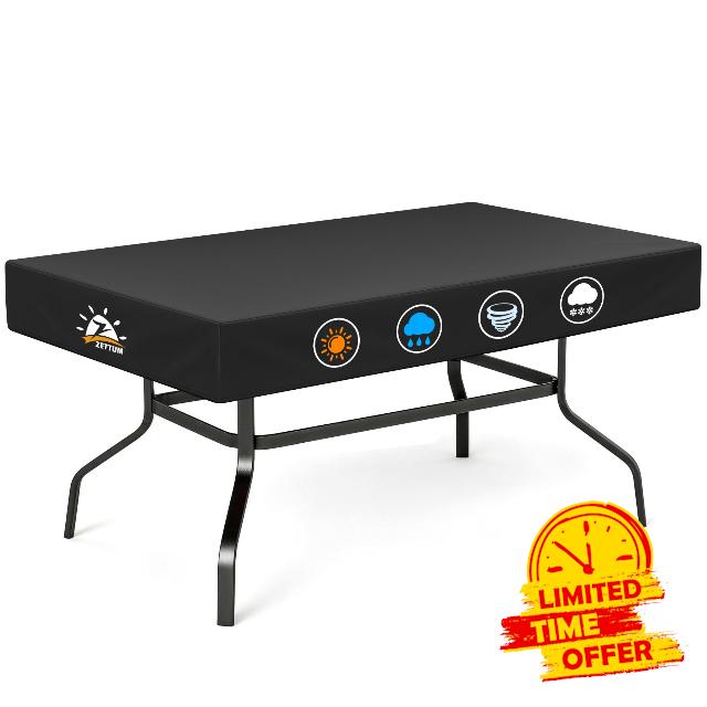 Zettum Rectangle Garden Table Top Covers Waterproof Garden Tabletop Covers                                                          203x101x17.5 CM