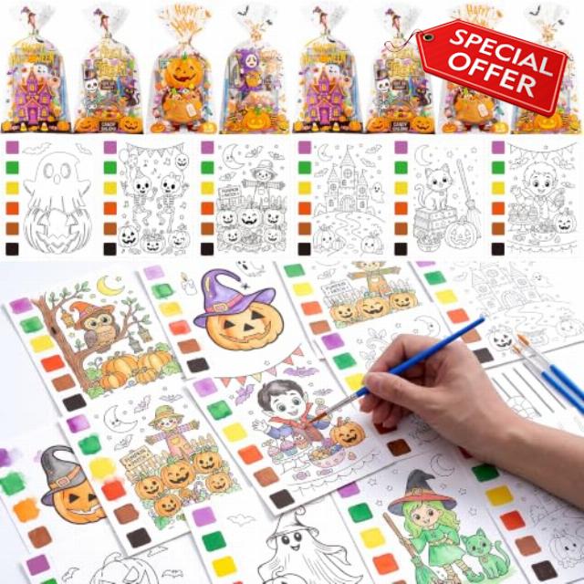 Pack of 150 Halloween Watercolour Painting Cards