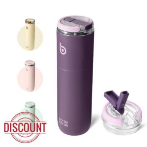 BOTTLE BOTTLE Stainless Steel Water Bottle with Transparent Lid                                                          stainless steel bottle with clear lid leak proof seal dust proof straw Keeps drinks hot or cold Good for gym and travel